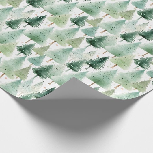 クリスマスの木と星のモダンクリスマス ラッピングペーパー (角)