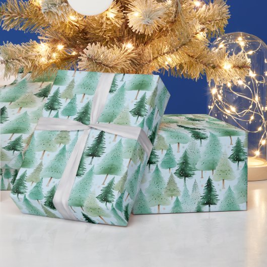 クリスマスの木と星のモダンクリスマス ラッピングペーパー (クリスマス)
