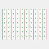 クリスマスの木と果実とストライプ ラッピングペーパーシート (正面3)