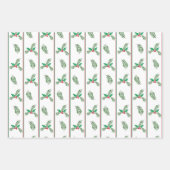 クリスマスの木と果実とストライプ ラッピングペーパーシート (正面)