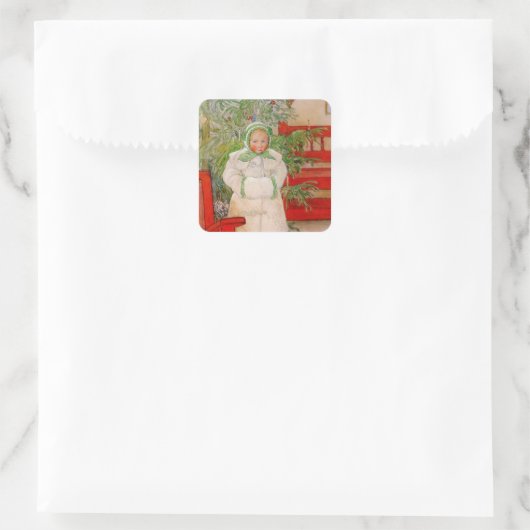 クリスマスの木と毛皮の子供 スクエアシール (バッグ)