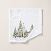クリスマスの木と雪の白 バスタオルセット (ウォッシュタオル)