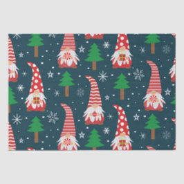 クリスマスの木と雪の結晶と一緒にかわいいクリスマス・ノーム達 薄葉紙