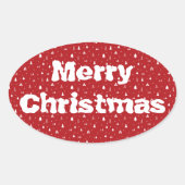 クリスマスの木と雪の結晶のステッカー 楕円形シール (正面)