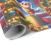 クリスマスの木にソファ飾に立つ猫 ラッピングペーパー (ロールコーナー)