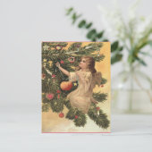 クリスマスの木に置くビンテージの天使 シーズンポストカード (スタンド正面)