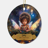 クリスマスの木に翼を持つ魔法のベビーの妖精 セラミックオーナメント (左)