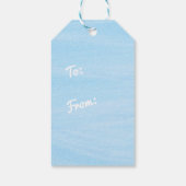 クリスマスの木に青いグリッターと毛皮のアイススケート ギフトタグ (裏面)