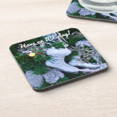 クリスマスの木に青いグリッターと毛皮のアイススケート コースター (左側)