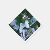 クリスマスの木に青いグリッターと毛皮のアイススケート スタンダードカクテルナプキン (角)