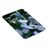 クリスマスの木に青いグリッターと毛皮のアイススケート マグネット (右側)