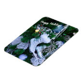 クリスマスの木に青いグリッターと毛皮のアイススケート マグネット (左側)