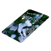 クリスマスの木に青いグリッターと毛皮のアイススケート マグネット (左側)