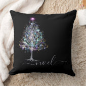 クリスマスの木に黒いメッセージを残すノエル クッション (ブランケット)