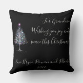 クリスマスの木に黒いメッセージを残すノエル クッション (裏面)