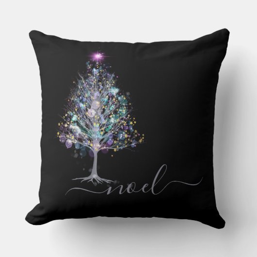 クリスマスの木に黒いメッセージを残すノエル クッション (正面)