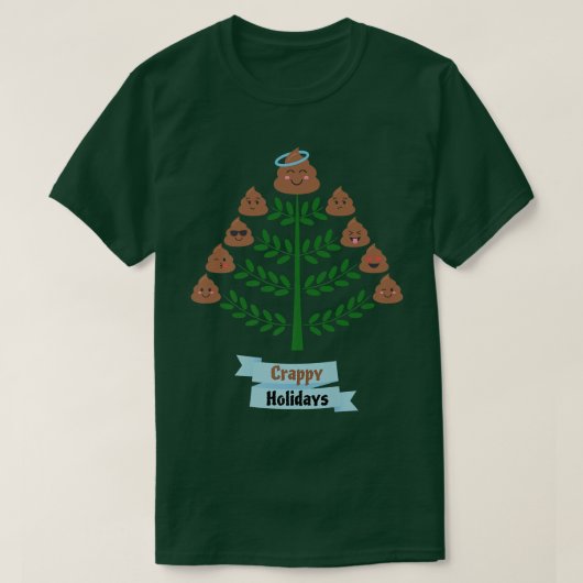 クリスマスの木のウンチ幸せな休暇おもしろい Tシャツ (デザイン正面)