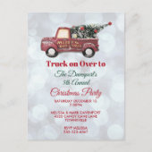 クリスマスの木のパーティーが付いている赤いクリスマスの配達用トラック ポストカード (正面)