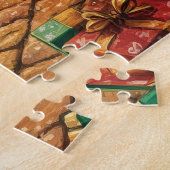 クリスマスの木の下で眠る可愛い野良犬 ジグソーパズル (側面)