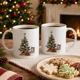 クリスマスの木の下のネズミ コーヒーマグカップ