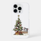 クリスマスの木の下のネズミ iPhoneケース (裏面)