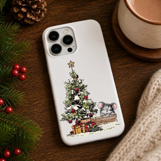 クリスマスの木の下のネズミ iPhoneケース