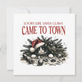 クリスマスの木の下をうろつく猫。 シーズンカード (正面)