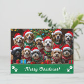 クリスマスの木の周りで吠える犬のオリジナルグッズ シーズンカード (スタンド正面)