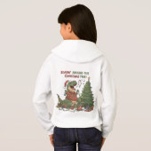 クリスマスの木の周りで吠える面白いティラノサウルス (裏面フル)