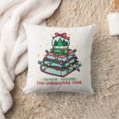 クリスマスの木の周りで読書する 本の愛好家 クッション (ブランケット)