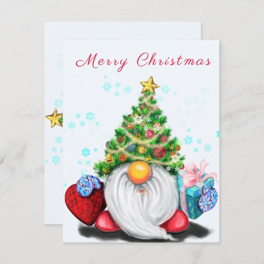 クリスマスの木の帽子とギフトと可愛い格言-おもしろい (正面/裏面)