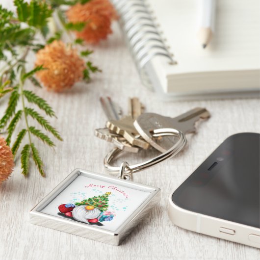 クリスマスの木の帽子とギフトと可愛い格言-おもしろい キーホルダー (側面)