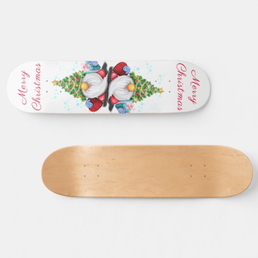 クリスマスの木の帽子とギフトと可愛い格言-おもしろい スケートボード (横)