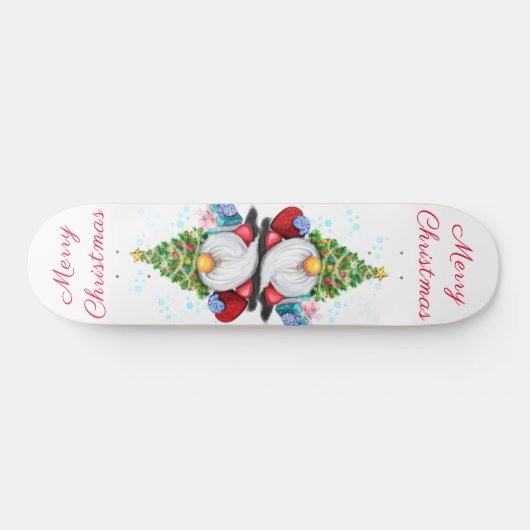 クリスマスの木の帽子とギフトと可愛い格言-おもしろい スケートボード (横)