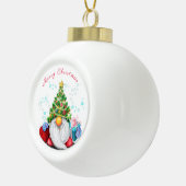 クリスマスの木の帽子とギフトと可愛い格言-おもしろい セラミックボールオーナメント (右)