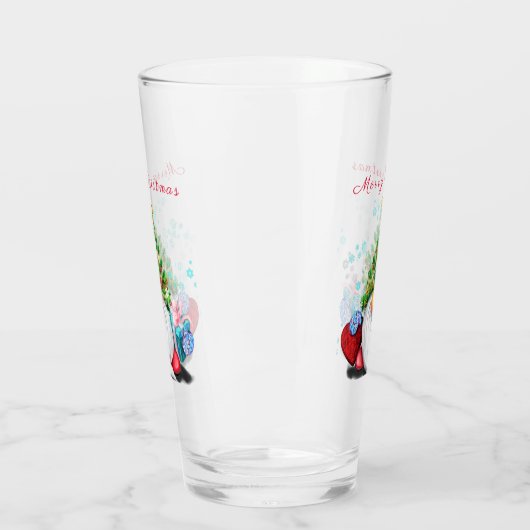 クリスマスの木の帽子とギフトと可愛い格言-おもしろい タンブラーグラス (左)