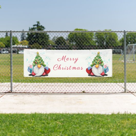 クリスマスの木の帽子とギフトと可愛い格言 横断幕 (インサイチュ)