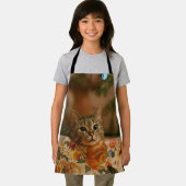 クリスマスの木の後ろから見る子猫 エプロン (インサイチュ)