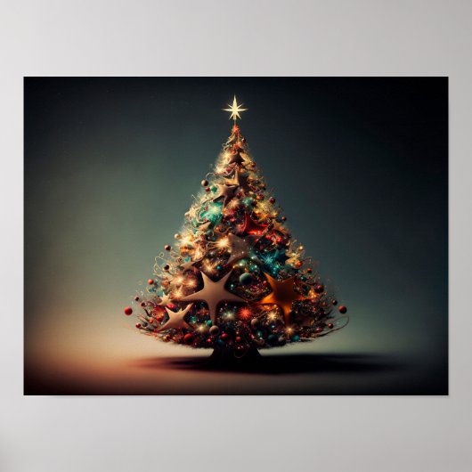 クリスマスの木の木はクリスマスバウブルでいっぱいだ。 ポスター (正面)