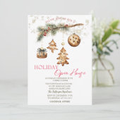 クリスマスの木の枝、装飾、星 オープンハウス 招待状 (スタンド正面)