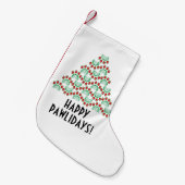 クリスマスの木を形成する幸せなpawlidays、前髪のプリント スモールクリスマスストッキング (正面 (吊り時))
