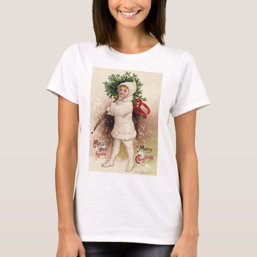 クリスマスの木を持つ少女、エレン・クラプサドル Tシャツ (正面)
