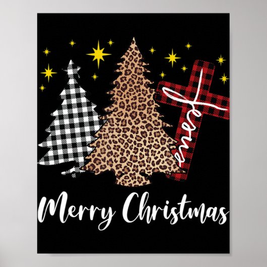 クリスマスの木クリスチャン十字架イエスメリーキリスト ポスター (正面)