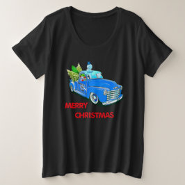 クリスマスの木製トラック プラスサイズTシャツ