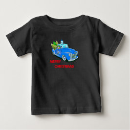クリスマスの木製トラック ベビーTシャツ