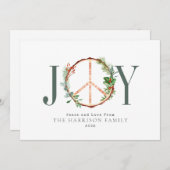 クリスマスの木製ピースサイン シーズンカード (正面/裏面)