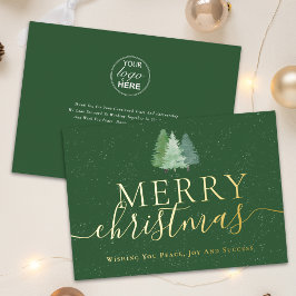 クリスマスの木 グリーン ゴールド コーポレート ロゴ 箔シーズンカード