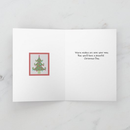 クリスマスの木、地球の平和、祖父母のために シーズンカード (内部)