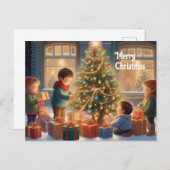クリスマスの木(贈り物と子どもの喜び) ポストカード (正面/裏面)