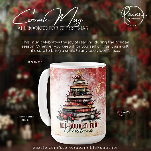クリスマスの本で埋め尽くされた陶器マグ コーヒーマグカップ